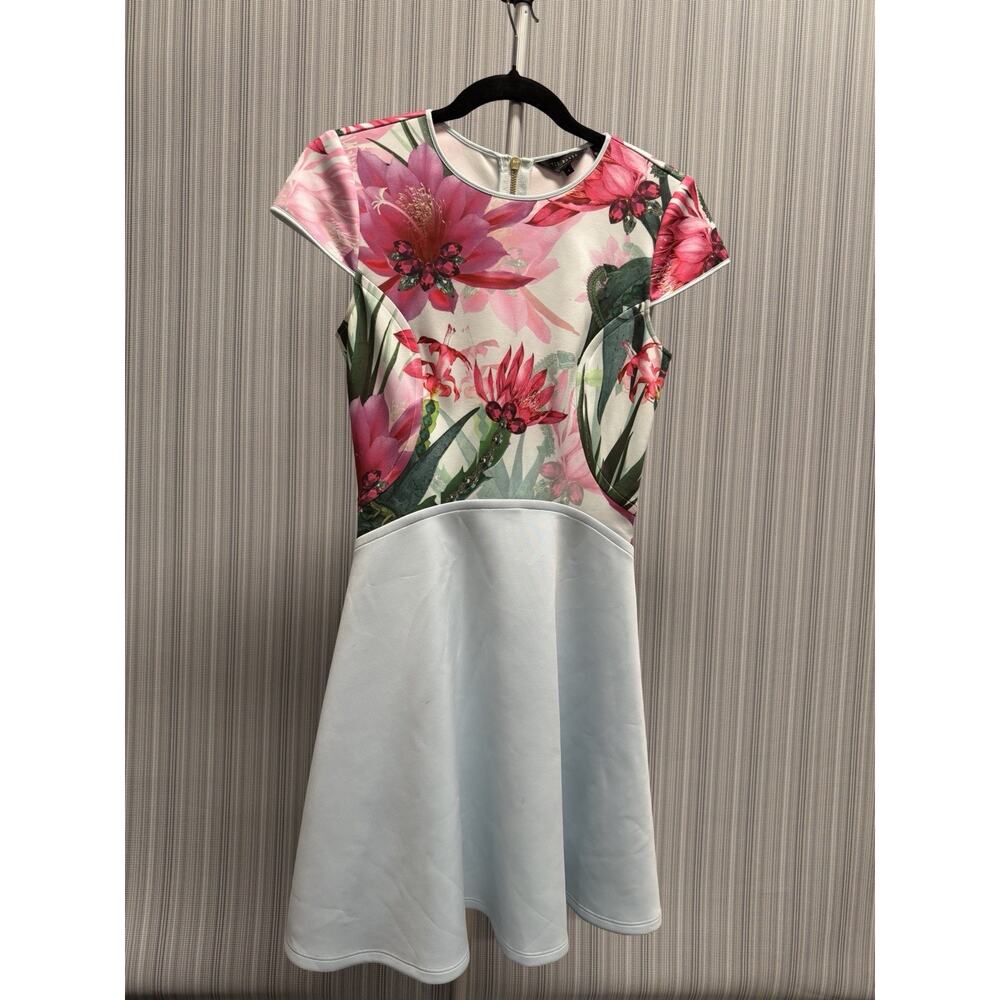 TED BAKER floral skater dress Print Peplum Fit Flare 1